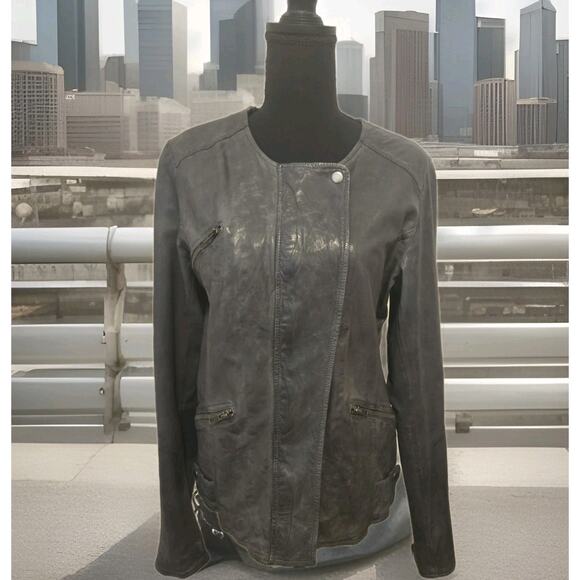 Jakett Soft Leather Jacket Gray Size Small - Picture 1 of 12